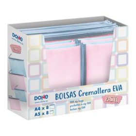 Dosieres sobre y bolsas cremallera DOSIER SOBRE DOHE CREMALLERA EVA A4/A5 SURTIDO EXPOSITOR de 16 (2 col.)