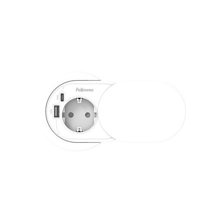 Alimentación ENCHUFE ADAPTADOR EMPOTRABLE FELLOWES + USB A/C Ø 60/80 CON TAPA BLANCO