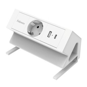 Alimentación ENCHUFE ADAPTADOR FELLOWES SOBREMESA 1 SALIDAS 2 USB (1C + 1A) BLANCO