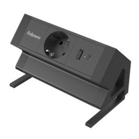 Alimentación ENCHUFE ADAPTADOR FELLOWES SOBREMESA 1 SALIDAS 2 USB (1C + 1A) NEGRO