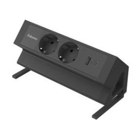 Alimentación ENCHUFE ADAPTADOR FELLOWES SOBREMESA 2 SALIDAS 2 USB (1C + 1A) NEGRO
