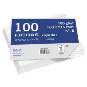 Fichas rayadas FICHAS DOHE RAYADAS 160x215mm (Nº5) paquete de 100