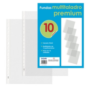 Fundas multitaladro FUNDA MULTITALADRO DOHE PREMIUM PP 80µ PL.NJ. Fº 16 TAL.RFZO. PAQUETE de 10