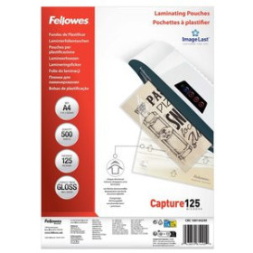 Fundas de plastificación térmica FUNDA PLASTIFICAR FELLOWES BRILLO 216x303 (A4) 125µ PAQUETE de 500 (Formato Ahorro)