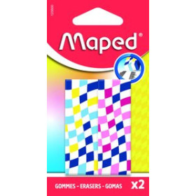 Gomas de borrar mixtas (tinta/lápiz) GOMA de BORRAR MAPED DAMERO BLISTER de 2