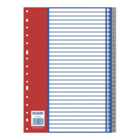Índice numérico PP y PVC INDICE DOHE PP NUMERICO A4 pestañas 1-31 16 taladros GRIS