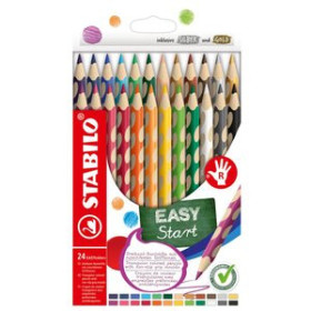 Lápices de colores LAPICES de COLORES STABILO EASY COLORS para DIESTRO estuche de 24 con AFILALAPIZ