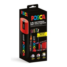 Marcadores de tinta opaca no permanente MARCADOR T.OPACA NO PERM. UNI POSCA LATA METALICA de 13