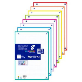 Recambio 4 taladros RECAMBIO OXFORD SCHOOL COLOR 8 A4 160h 90gr 4 TALADROS CUADRIC.5x5 (8 colores en banda)