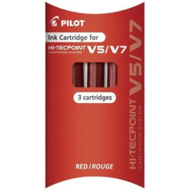 Recambios para rollers de tinta líquida RECAMBIO PILOT ROLLER V-5 RECARGABLE ROJO BLISTER DE 3