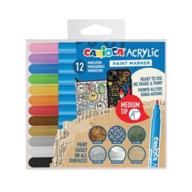 Rotuladores acrilicos ROTULADOR ACRILICO CARIOCA PAINT MARKER PUNTA MEDIA CAJA de 12