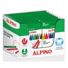 Rotuladores de colores ROTULADOR FIBRA ALPINO STANDARD  SURTIDO EXPOSITOR DE 18