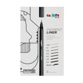 Rotuladores de colores ROTULADOR FIBRA CARIOCA PLUS PIGMENT LINER TRAZOS SURTIDOS CAJA de 8