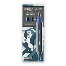 Rotuladores de doble punta ROTULADOR FIBRA CARIOCA PLUS SKETCH MARKER DOBLE PUNTA CAJA de 4 COLORES AZULES