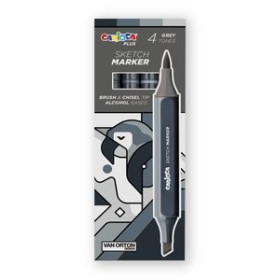 Rotuladores de doble punta ROTULADOR FIBRA CARIOCA PLUS SKETCH MARKER DOBLE PUNTA CAJA de 4 COLORES GRISES