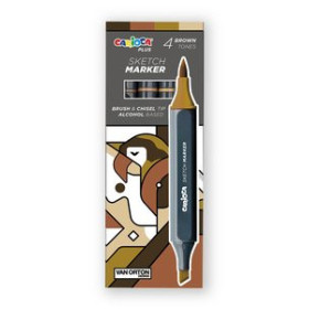 Rotuladores de doble punta ROTULADOR FIBRA CARIOCA PLUS SKETCH MARKER DOBLE PUNTA CAJA de 4 COLORES MARRONES