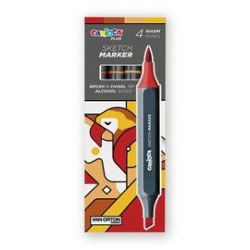 Rotuladores de doble punta ROTULADOR FIBRA CARIOCA PLUS SKETCH MARKER DOBLE PUNTA CAJA de 4 COLORES ROJOS