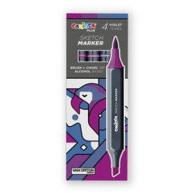 Rotuladores de doble punta ROTULADOR FIBRA CARIOCA PLUS SKETCH MARKER DOBLE PUNTA CAJA de 4 COLORES VIOLETAS