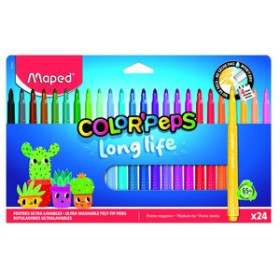 Rotuladores de colores ROTULADOR FIBRA MAPED COLOR´PEPS LONG LIFE ULTRALAVABLE ESTUCHE de 24