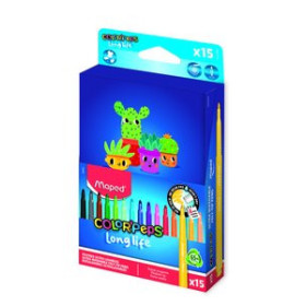 Rotuladores de colores ROTULADOR FIBRA MAPED COLOR´PEPS LONG LIFE ULTRALAVABLE ESTUCHE REGALO de 15