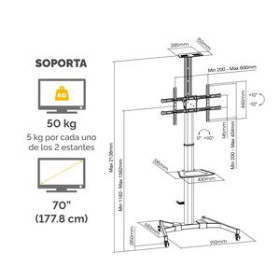 Soportes y brazos para monitores SOPORTE de SUELO TV FELLOWES 37"-70" HASTA 50 KG CON RUEDAS NEGRO