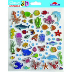 Stickers en bolsa STICKERS GRUPO GLOBAL GIFT BOLSA 1h CLASSY 3D ANIMALES MARINOS GLITTER