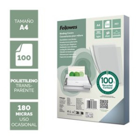 Tapas de PVC TAPA de ENCUADERNAR FELLOWES A4 180µ POLIETILENO (100% RECICLADO) CRISTAL CAJA de 100