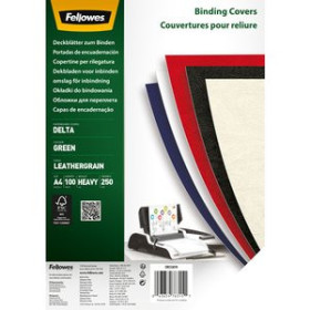 Tapas de PVC TAPA de ENCUADERNAR FELLOWES A4 250g DELTA CUERO (100% RECICLABLE) VERDE CLARO CAJA de 100